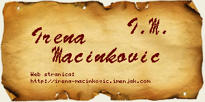 Irena Mačinković vizit kartica